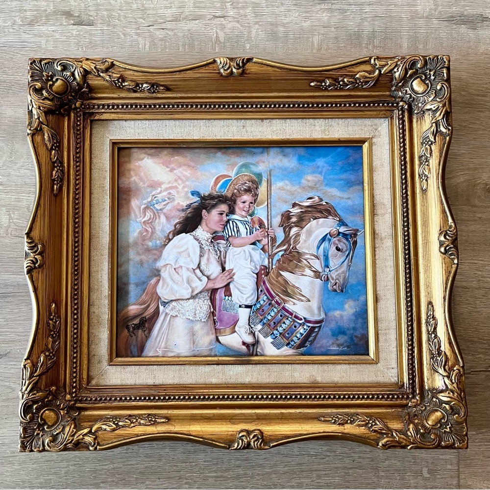 Memories by Sandra Kuck Franklin Mint Framed Porcelain Print 16"x14" COA Vintage